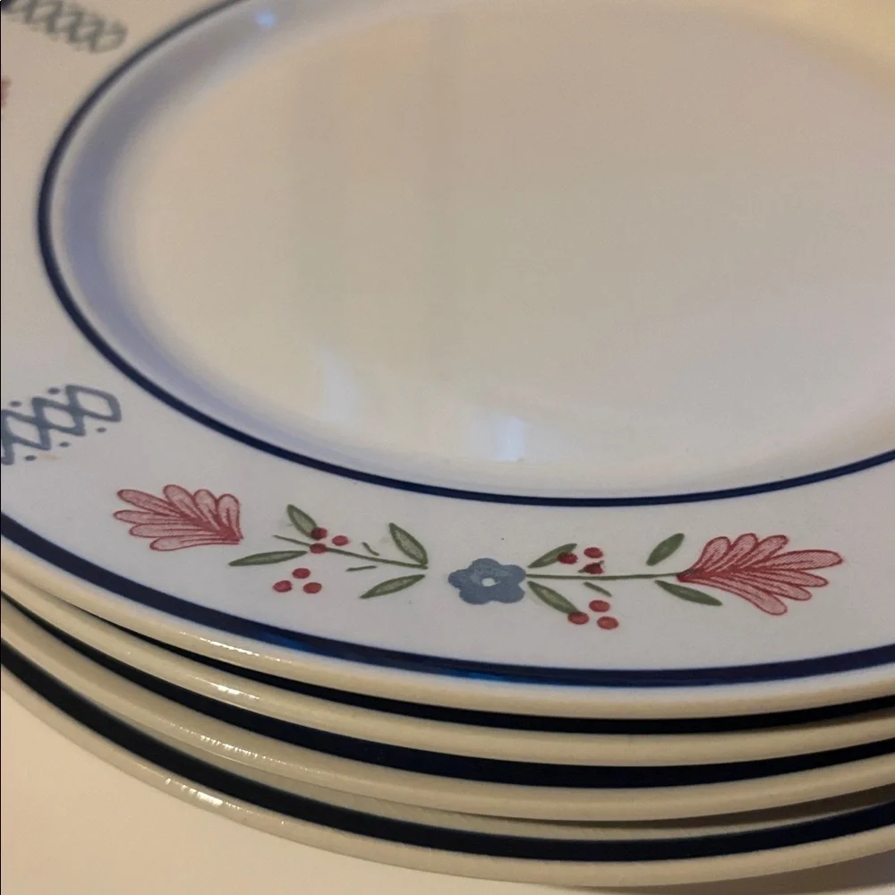 Set of 4 1986 Country Granny Cottage Core Dinner Plates Deere Park Stoneware